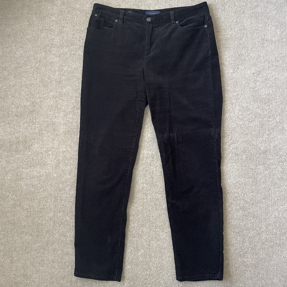 Talbots Pants Womens 12 Black Corduroy Signature Stretch Casual Office Fall